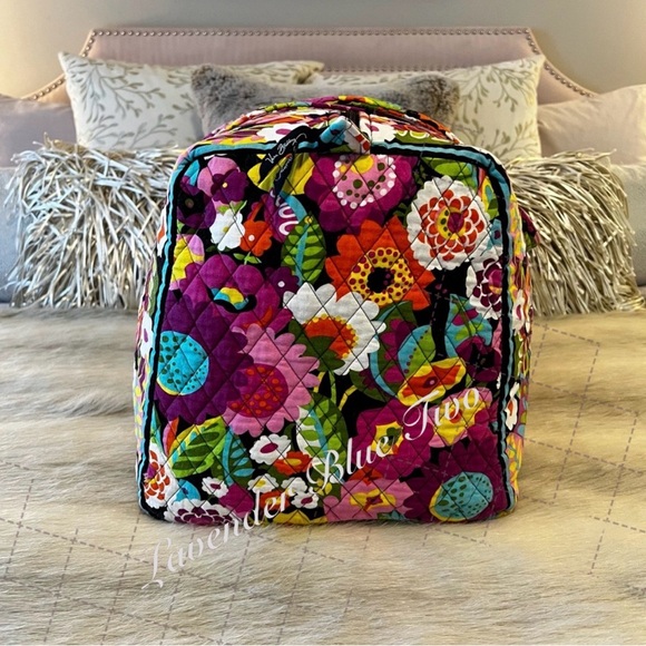 VERA BRADLEY Va Va Bloom Large Duffle Bag Zipper USA Pink Green Y2K Yellow - Picture 4 of 12
